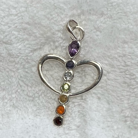Sterling silver heart angel gemstone pendant - Picture 2 of 3